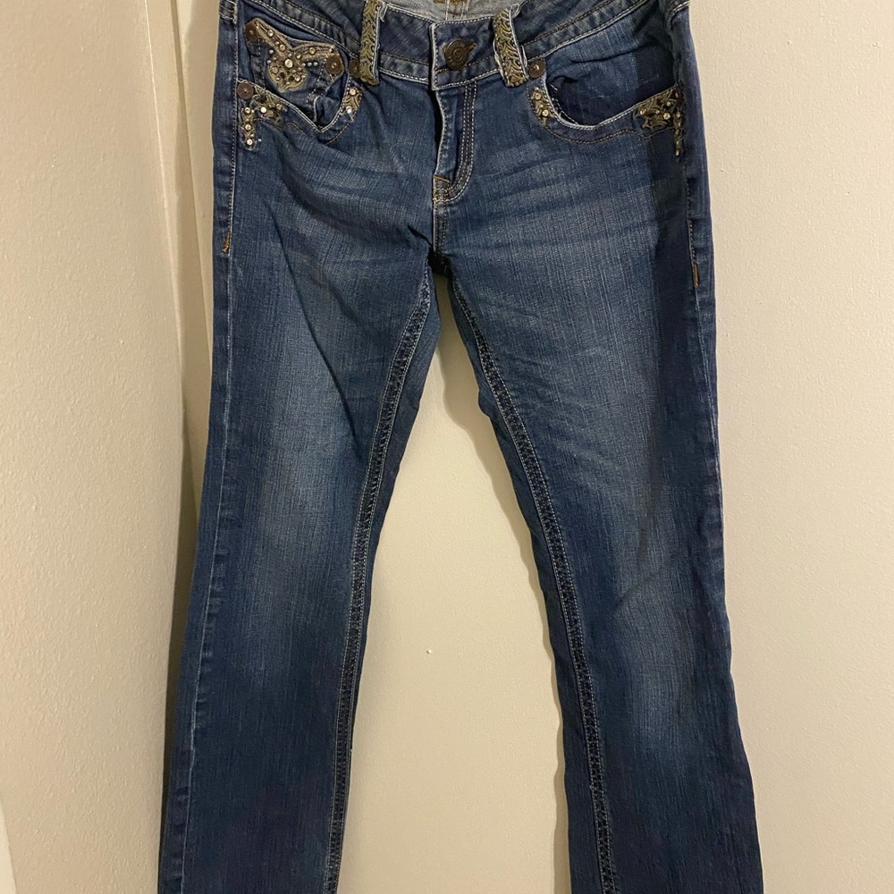 Grace in LA Women's Boot Cut Jeans with Embellished Pockets